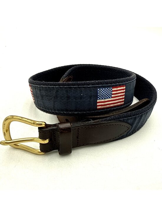 Vineyard Vines Flag Belt Sz S Fabric Red Blue White Preppy USA American Flag 30\